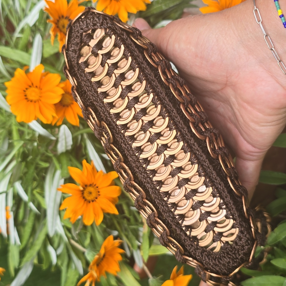 Novica By Naide Ambrosio Brown and Bronze Woven Clutch with Bohemian Flair - Picture 3 of 8